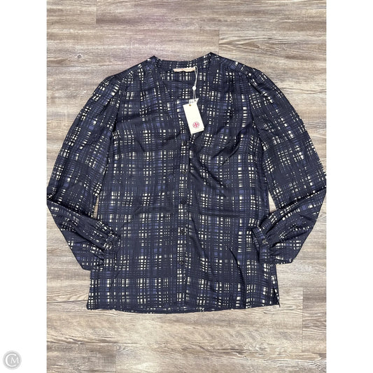 Top Long Sleeve Designer By Tory Burch In Blue & White, Size: 10
