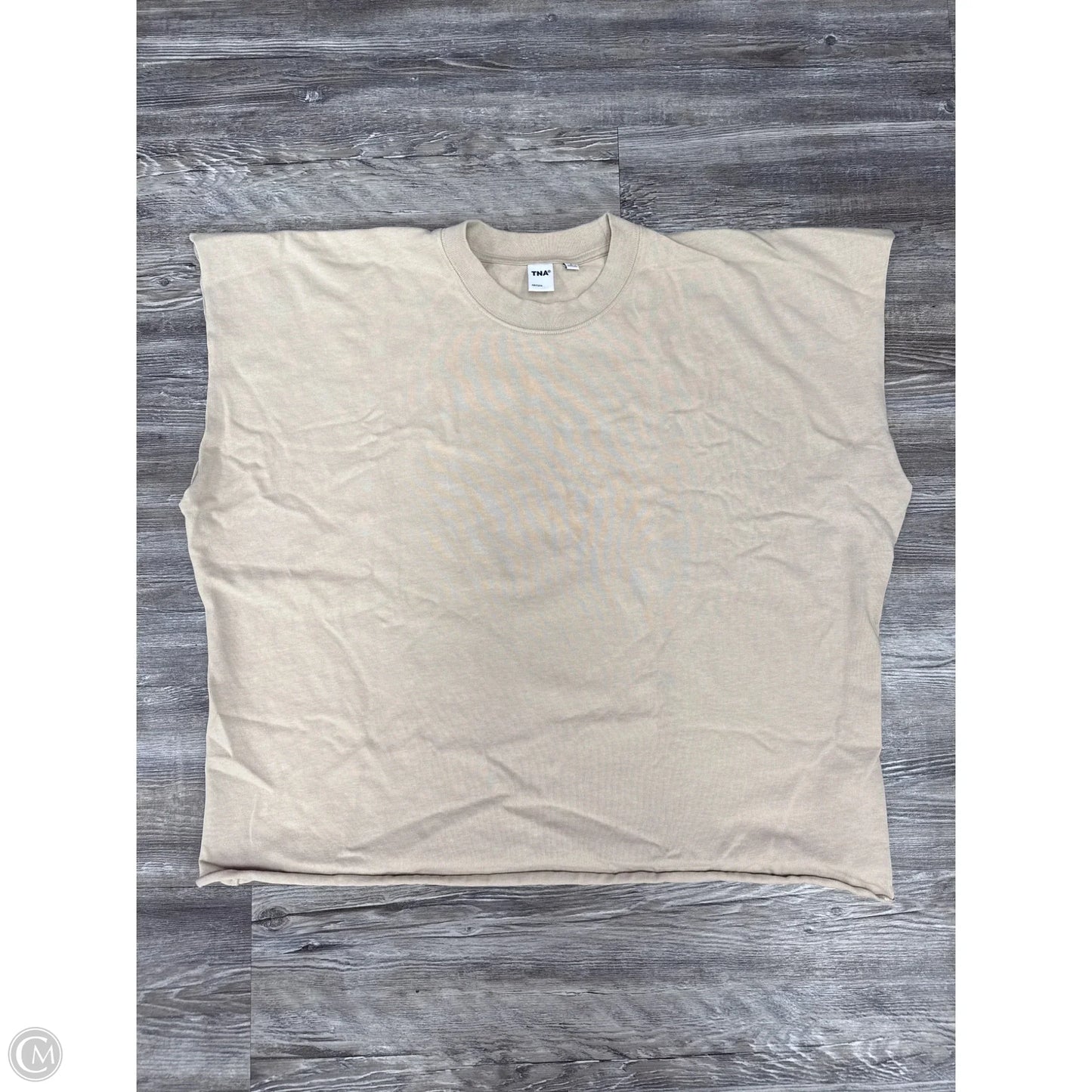 Top Short Sleeve By Tna In Tan & White, Size: S