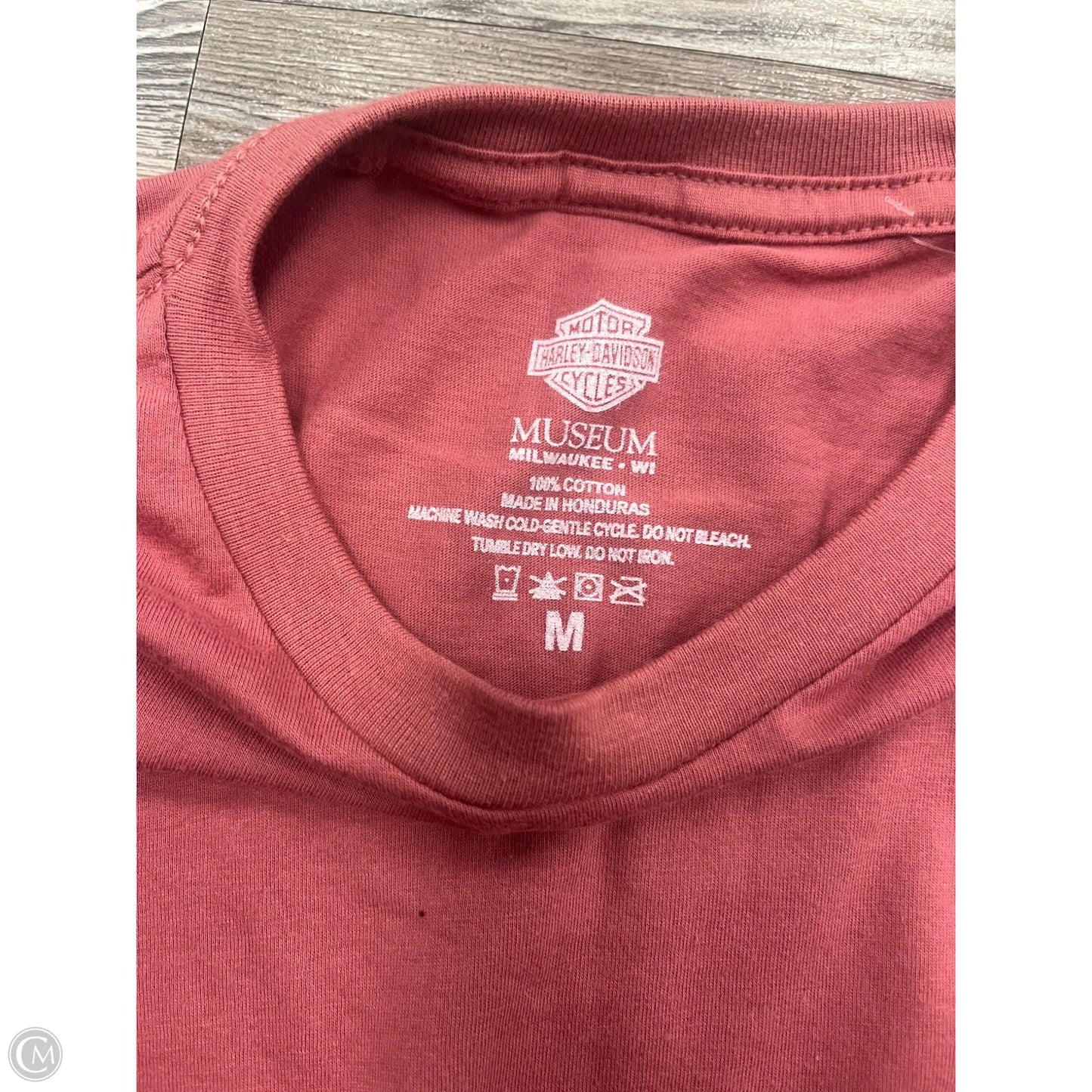 Top Short Sleeve By Harley Davidson In Pink & White, Size: M