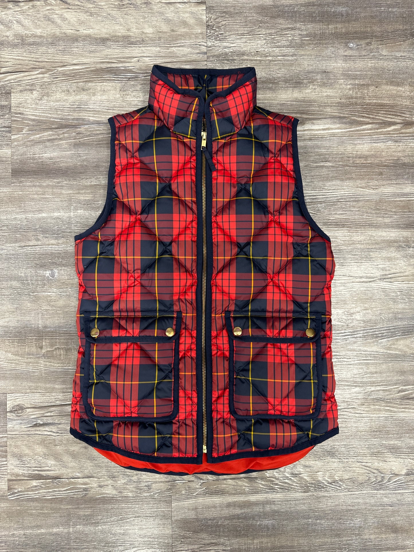 Vest Puffer & Quilted By J. Crew In Plaid Pattern, Size: Xxs