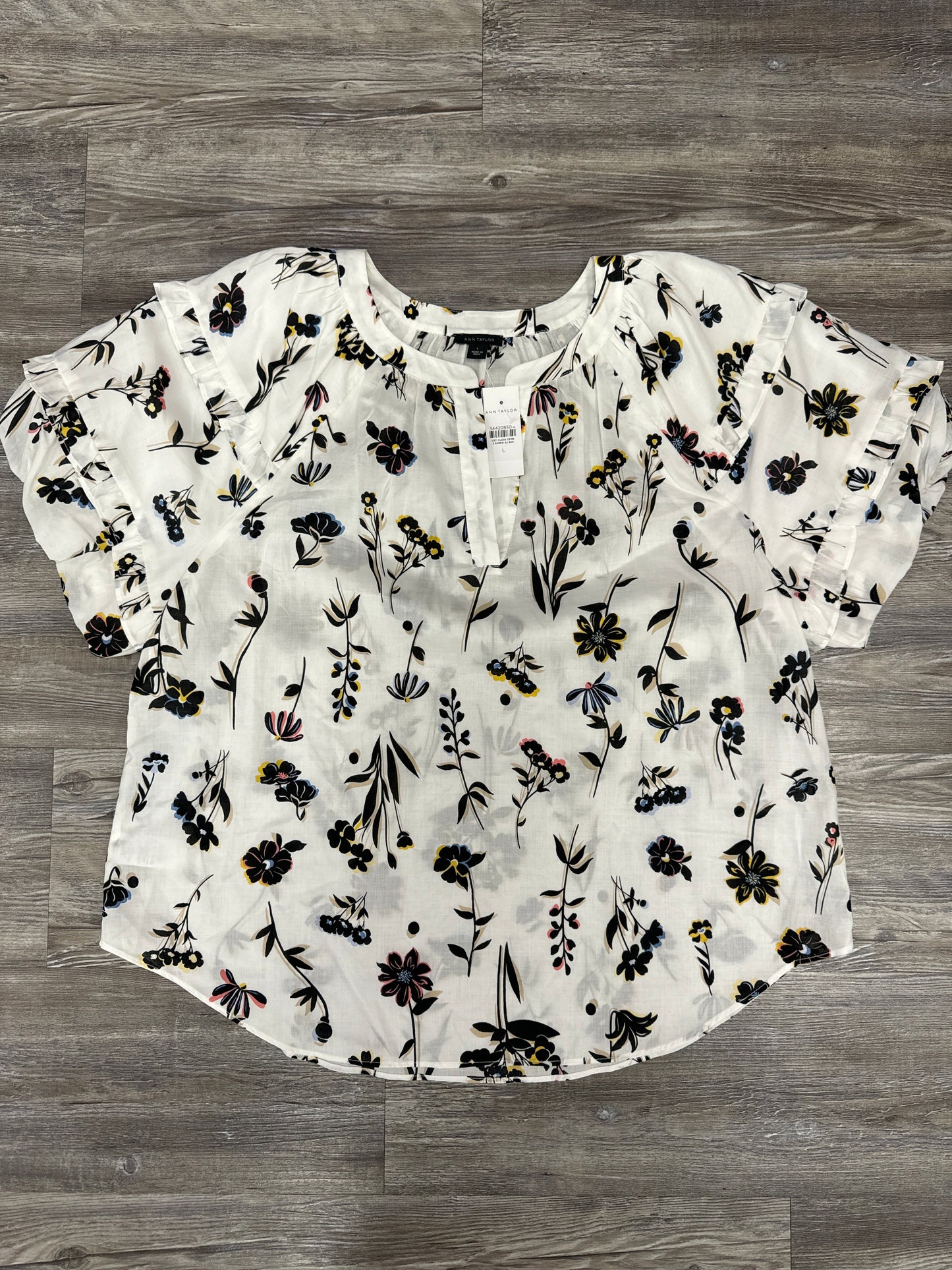 Top Short Sleeve By Ann Taylor In Floral Print, Size: L