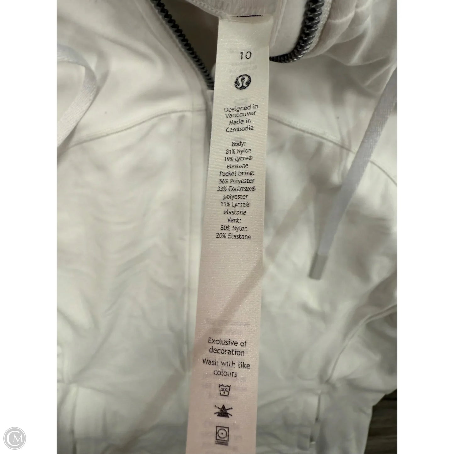 Athletic Jacket By Lululemon In White, Size: 10