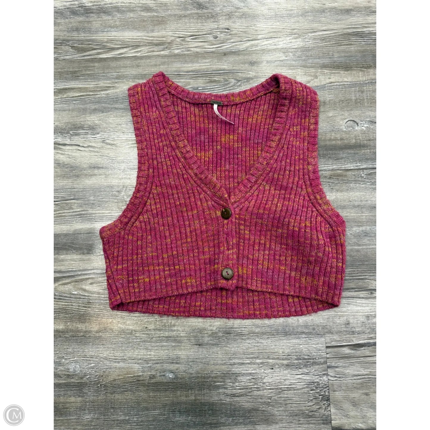 Sweater Short Sleeve By Free People In Pink & Yellow, Size: M