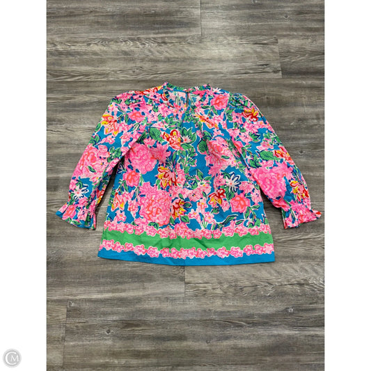 Top Long Sleeve Designer By Lilly Pulitzer In Blue & Pink, Size: Xs