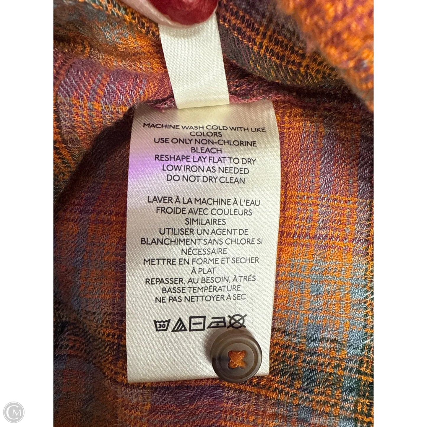 Top Long Sleeve By Anthropologie In Plaid Pattern, Size: S