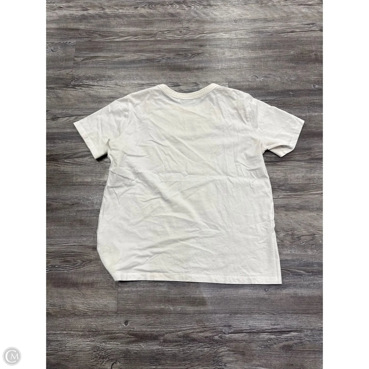 Top Short Sleeve Designer By Sandro In White & Yellow, Size: M
