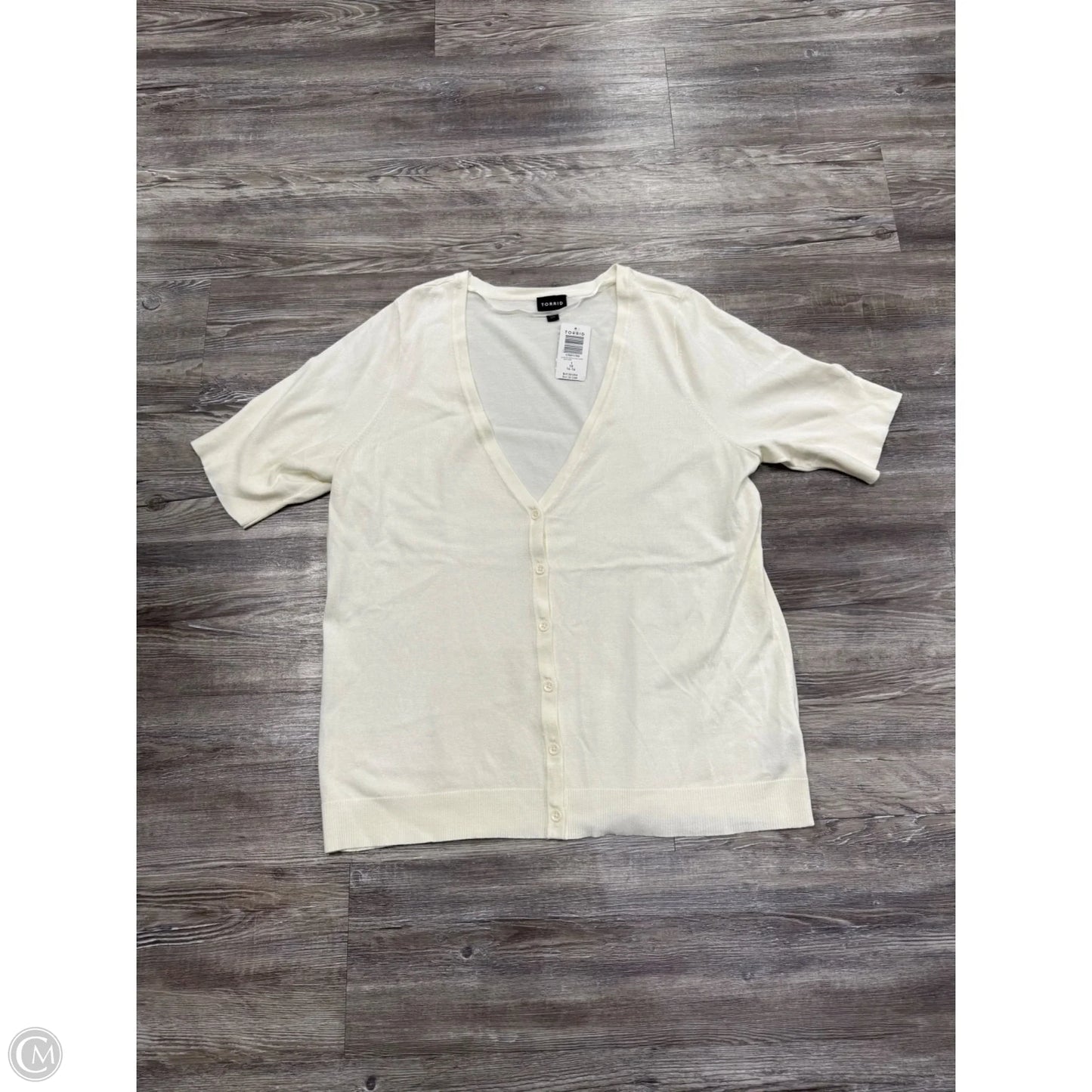 Sweater Cardigan By Torrid In White, Size: 1x