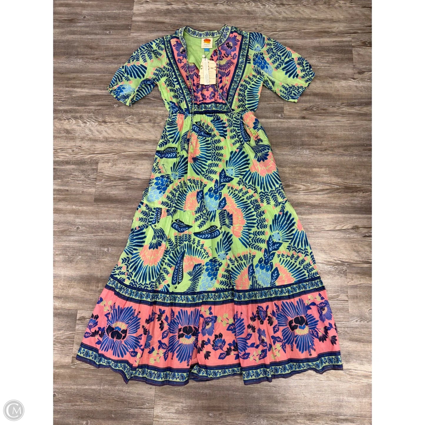 Dress Casual Maxi By Farm Rio In Blue & Green, Size: S