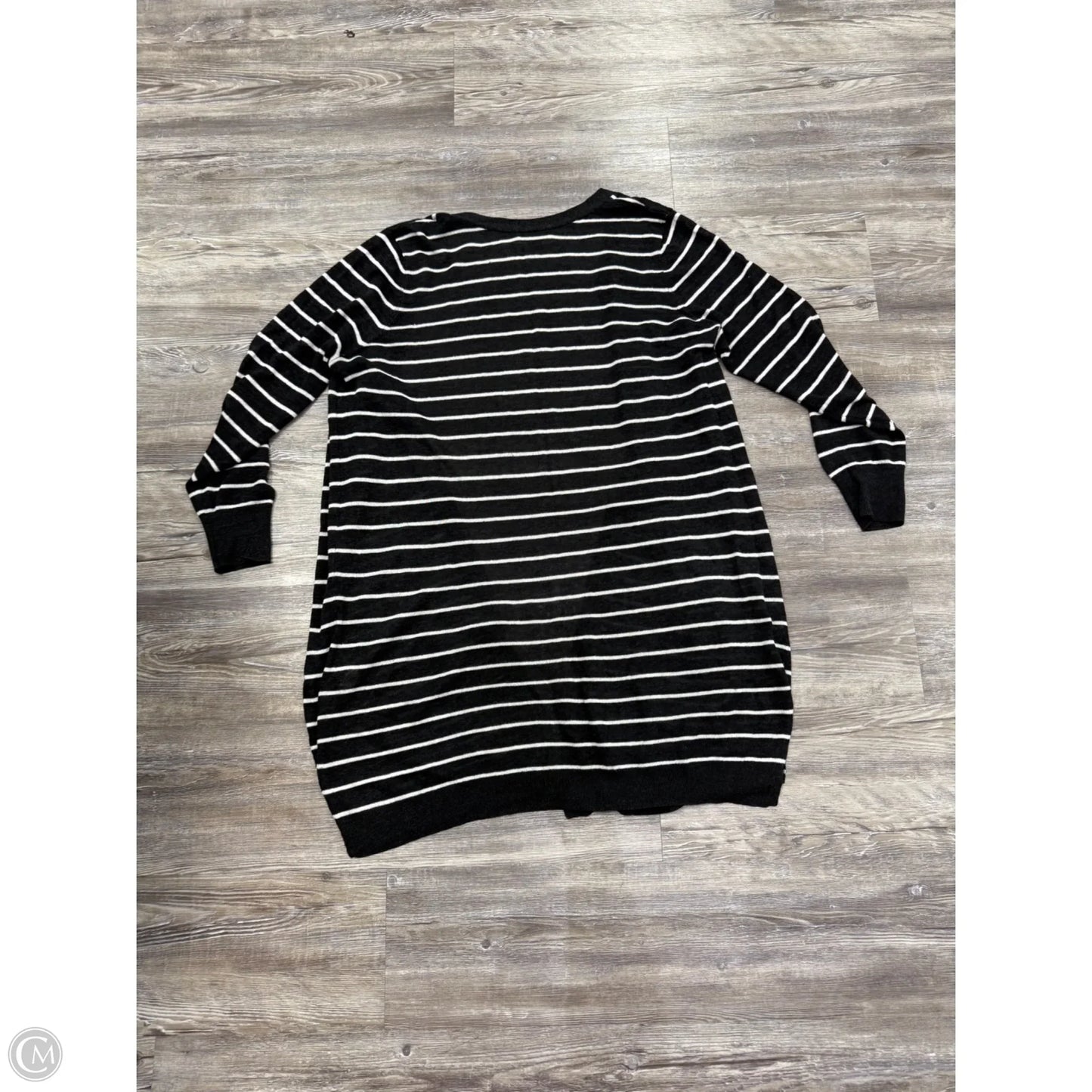 Sweater Cardigan By Halogen In Black & White, Size: 1x