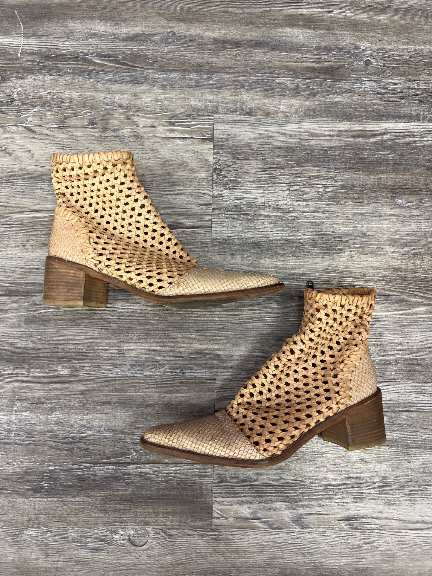 Tan Shoes Heels Block Free People, Size 8.5