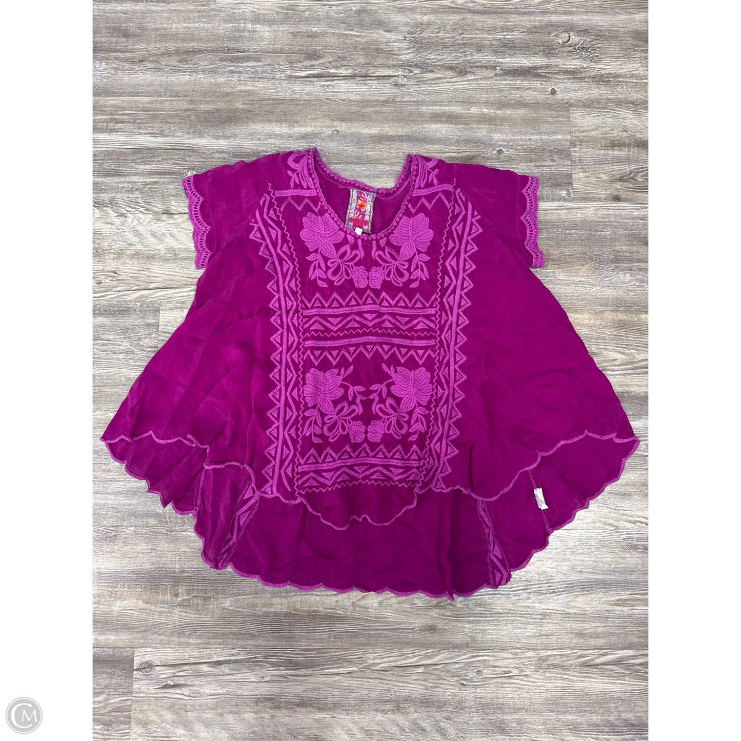 Top Short Sleeve Designer By Johnny Was In Purple, Size: Xs