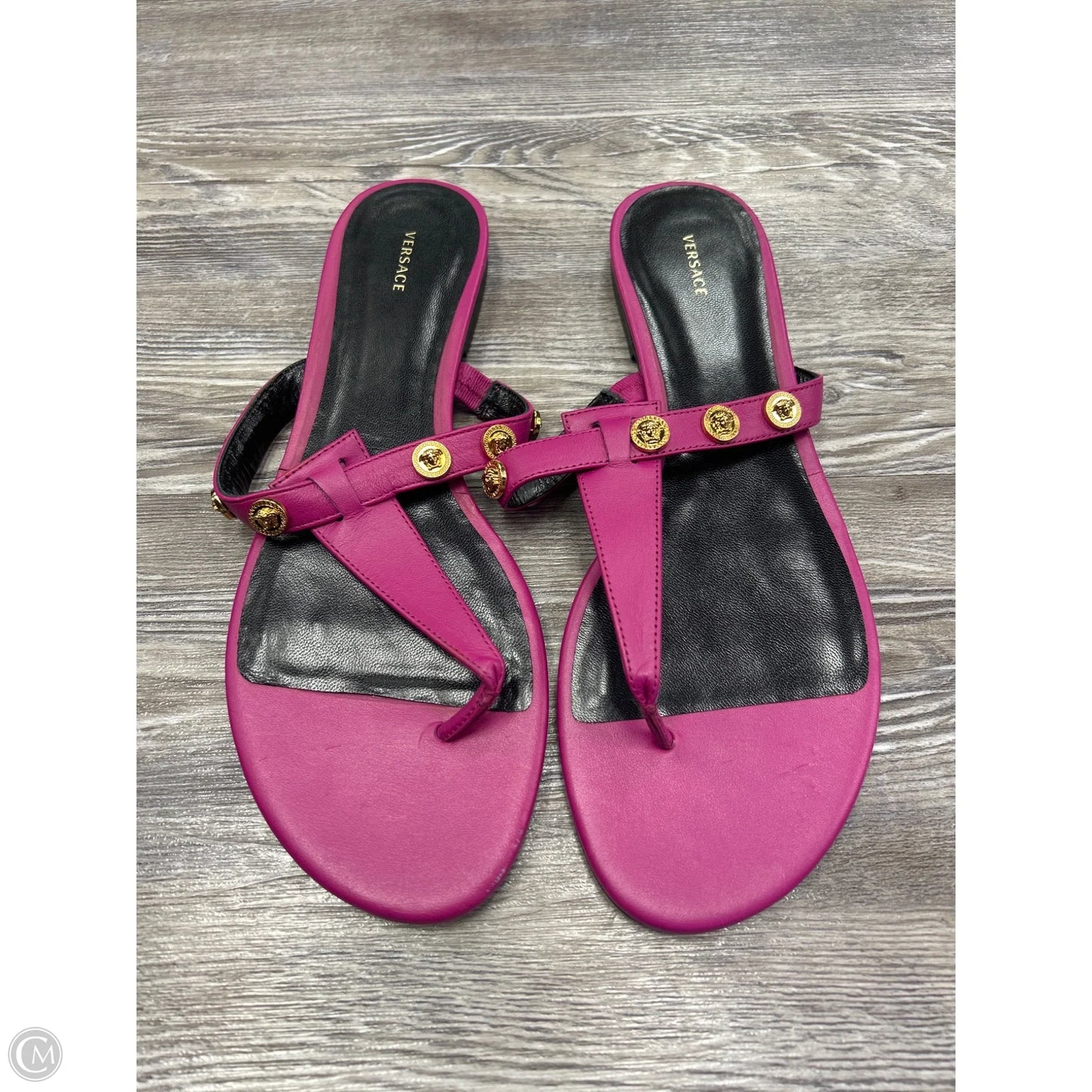 Sandals Luxury Designer By Versace In Purple, Size: 10