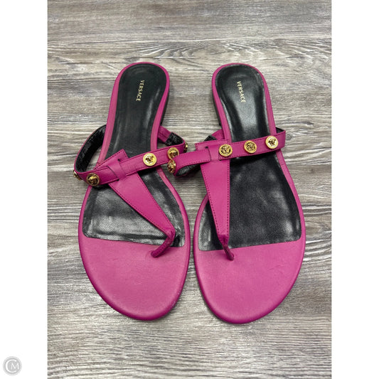 Sandals Luxury Designer By Versace In Purple, Size: 10