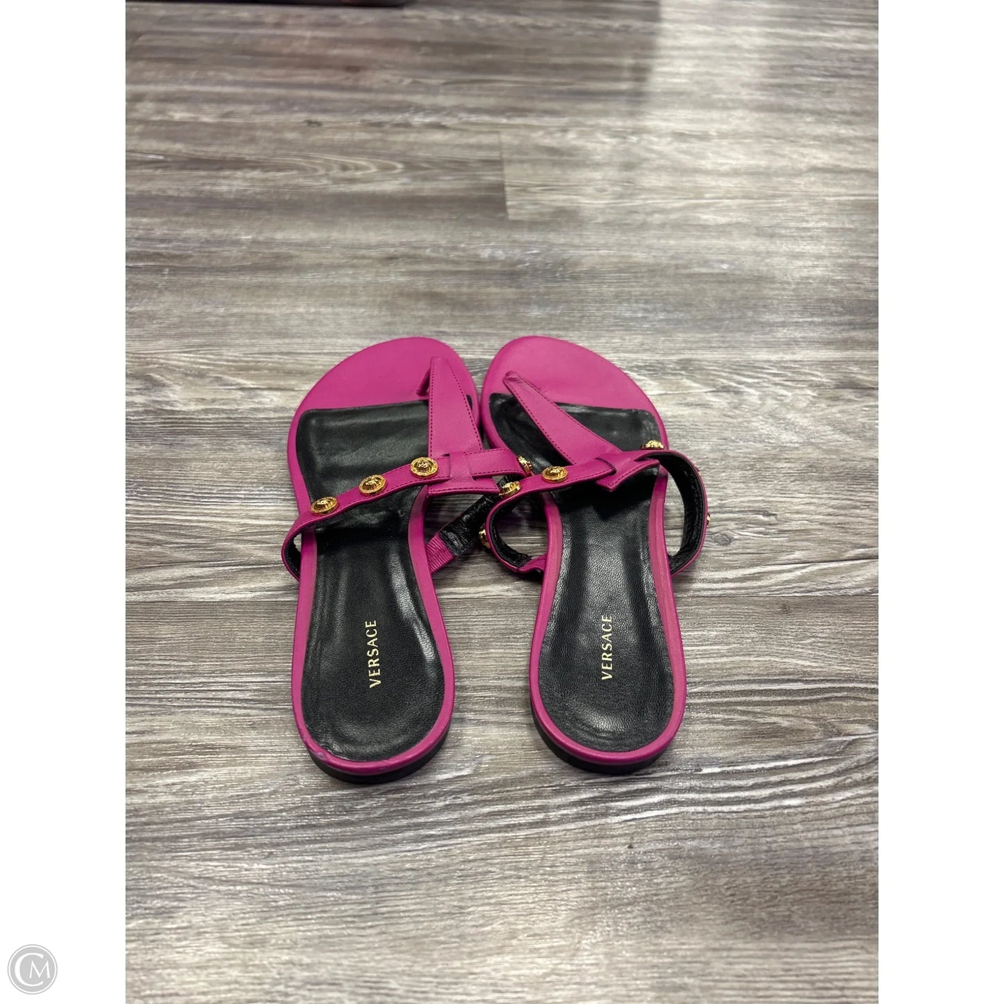 Sandals Luxury Designer By Versace In Purple, Size: 10