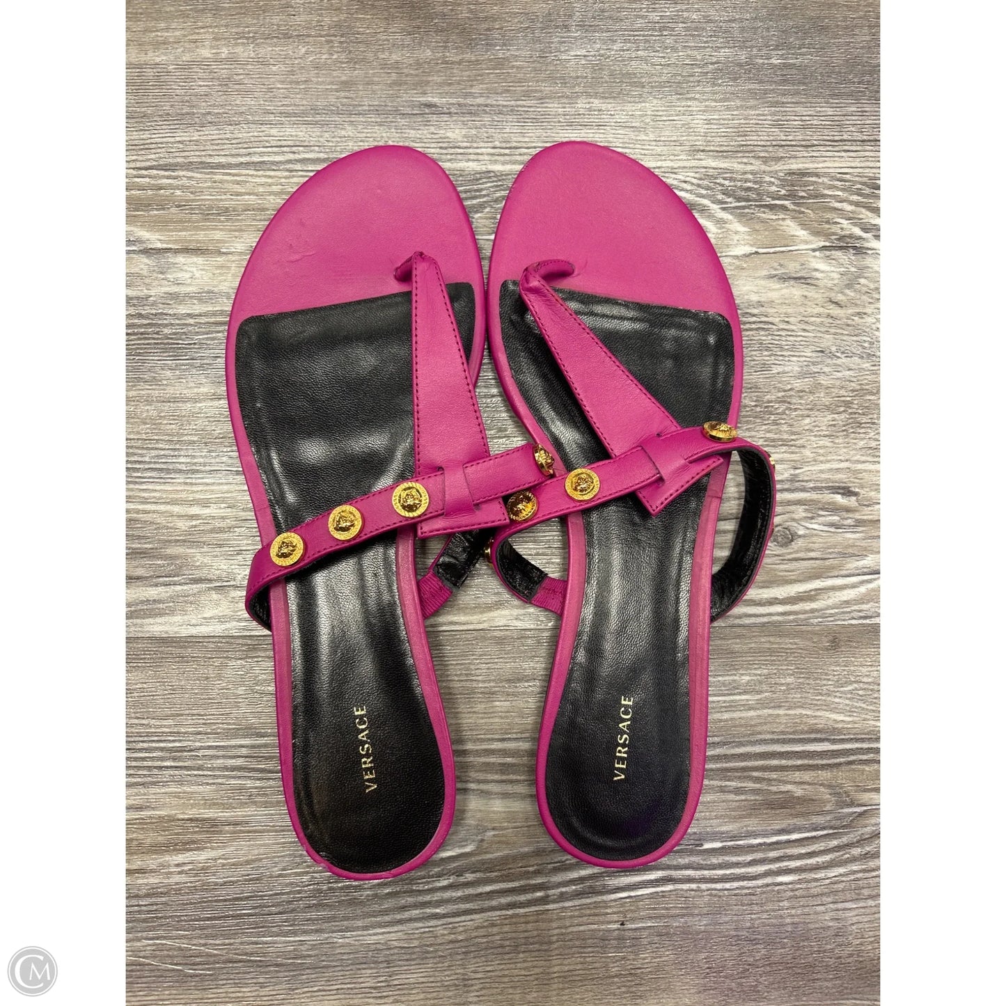 Sandals Luxury Designer By Versace In Purple, Size: 10