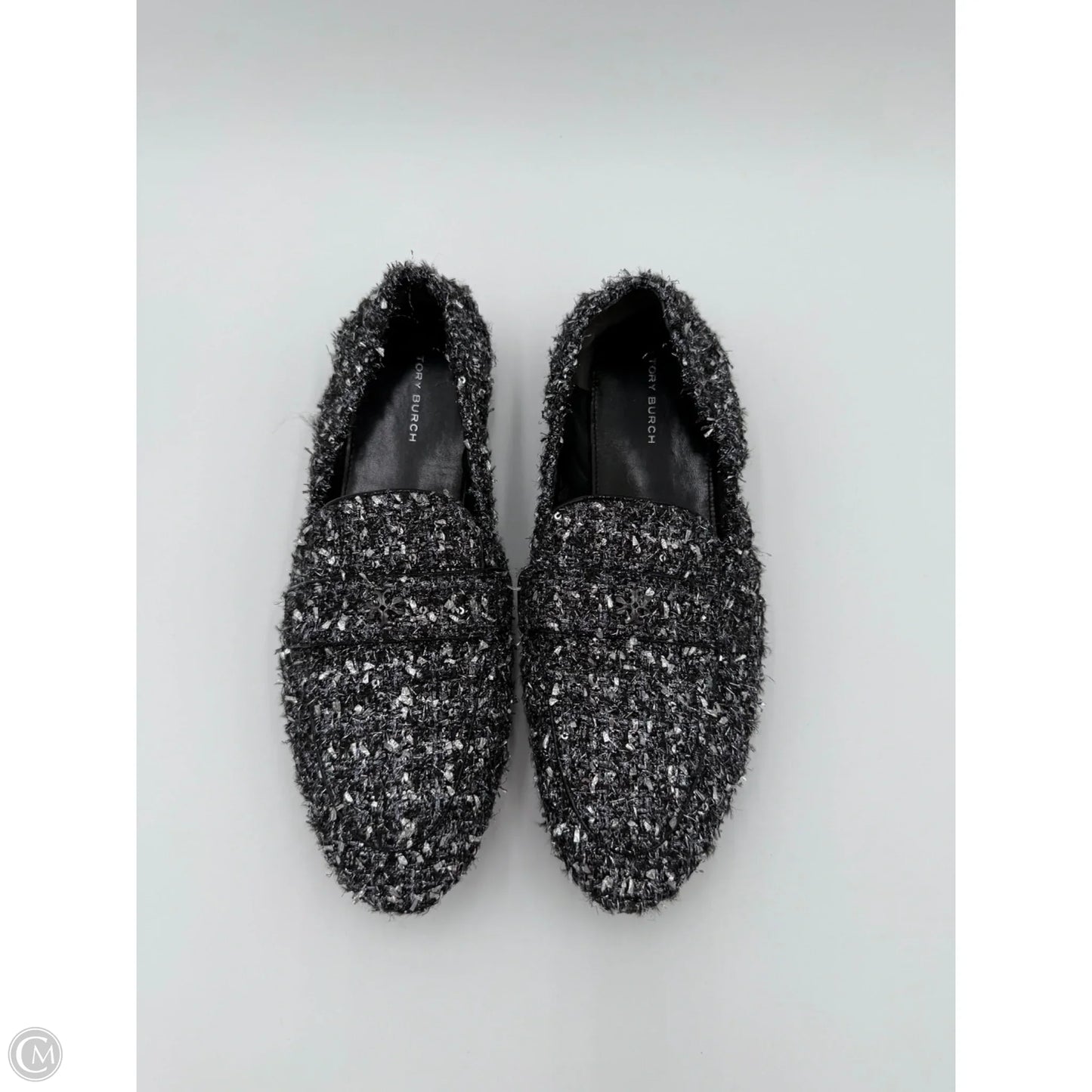 Shoes Designer By Tory Burch In Black & Silver, Size: 9