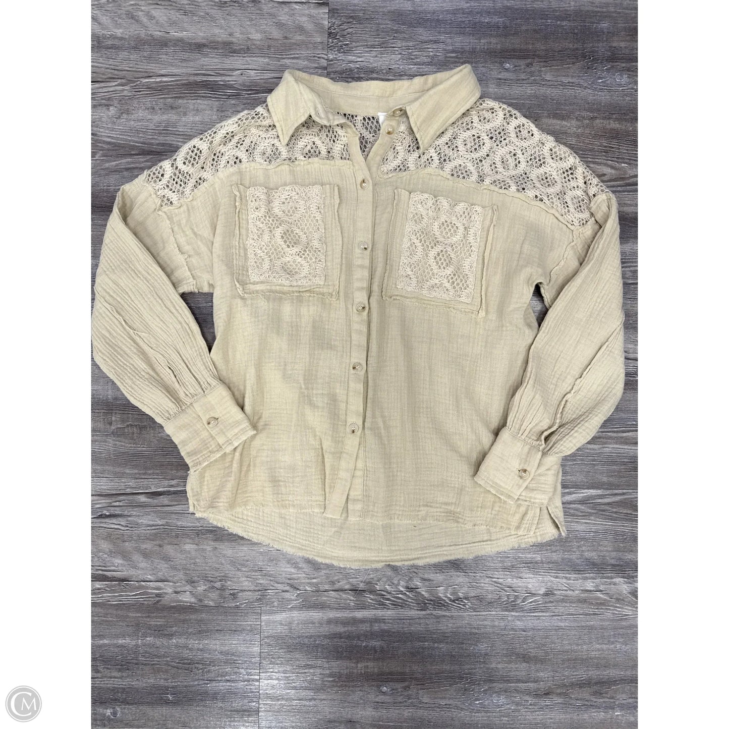 Top Long Sleeve By Andree By Unit In Tan, Size: S