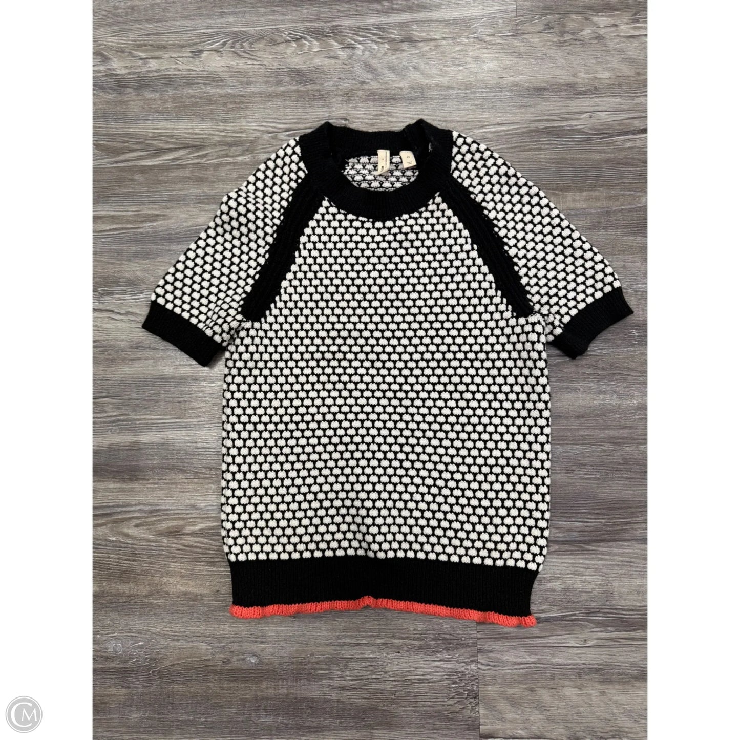 Sweater Short Sleeve By Moth In Black & Cream, Size: Xs