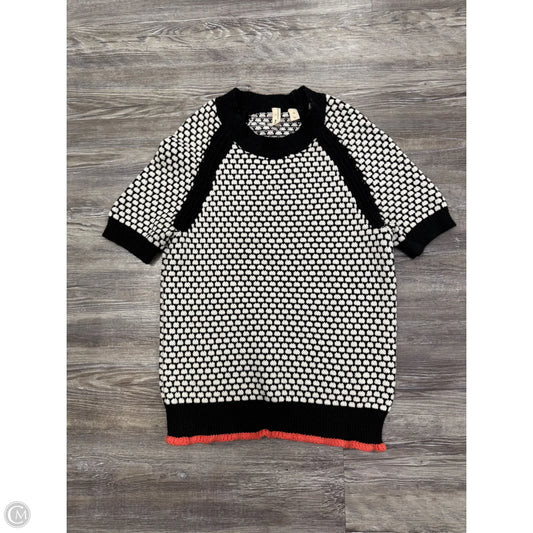 Sweater Short Sleeve By Moth In Black & Cream, Size: Xs