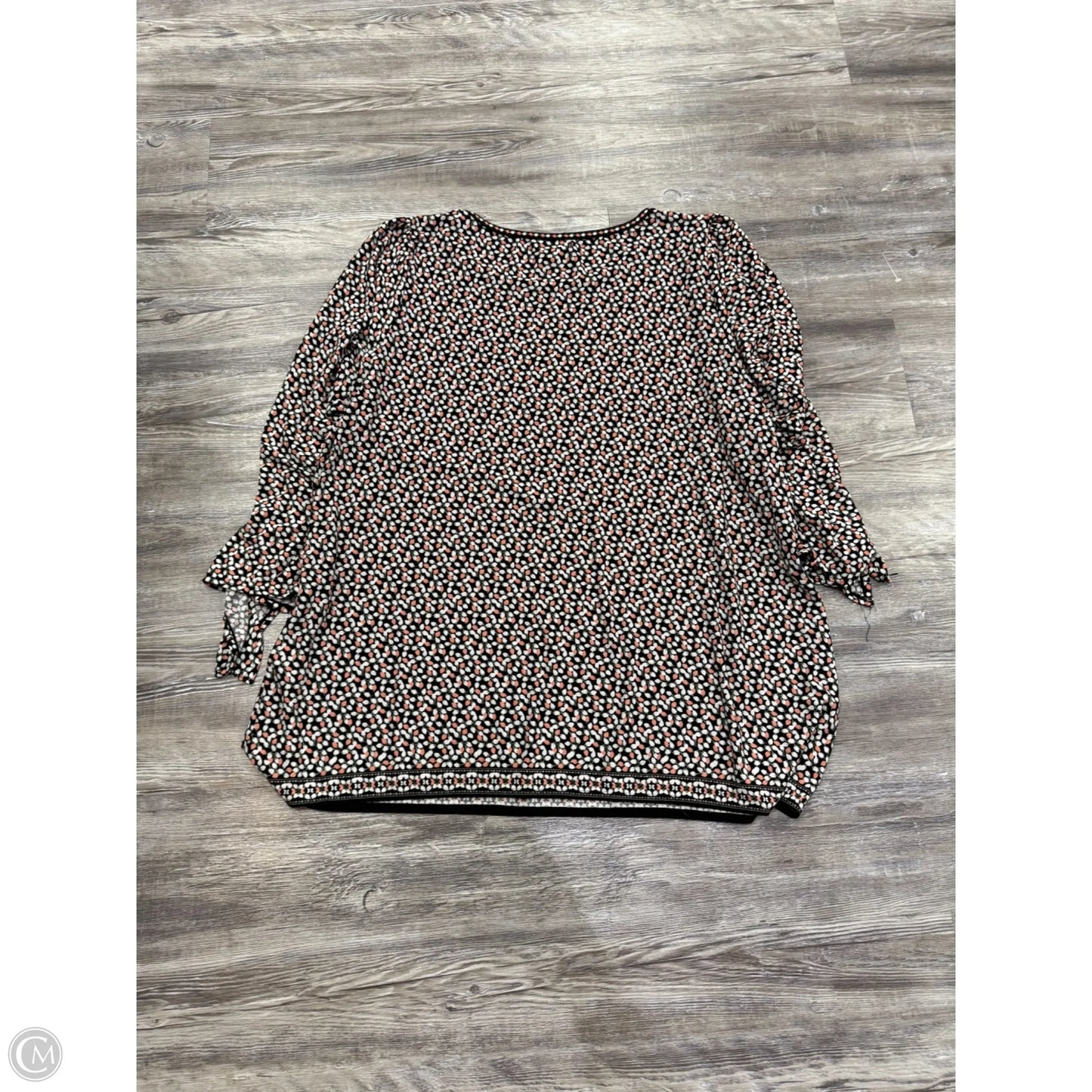 Top Long Sleeve Basic By Max Studio In Pink & White, Size: 2x