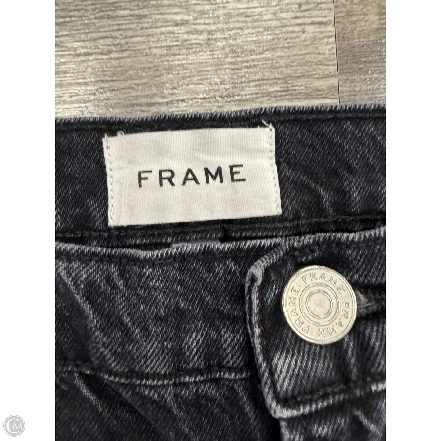 Jeans Straight By Frame In Black Denim, Size: 10