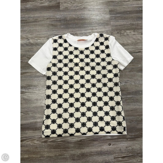 Top Short Sleeve Designer By Tory Burch In Blue & Cream, Size: S