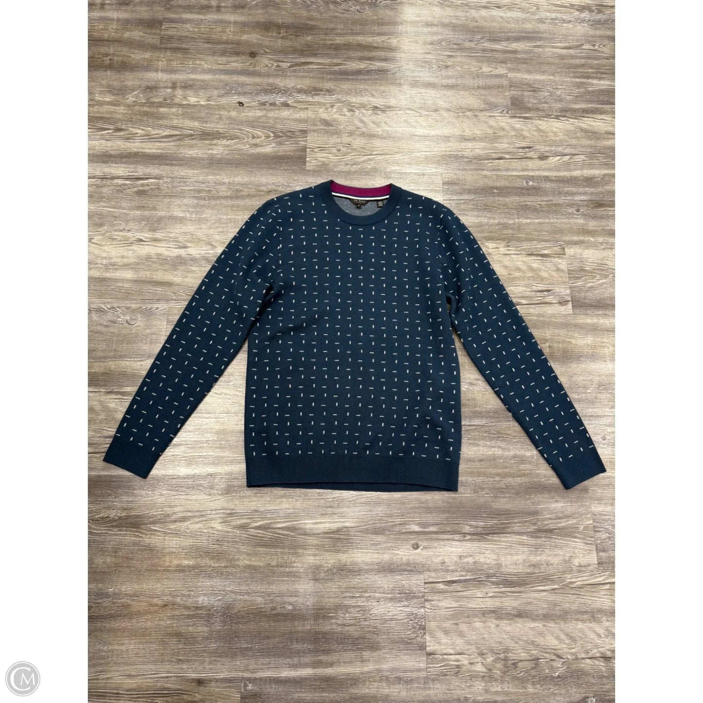 Sweater By Ted Baker In Blue & Cream, Size: L