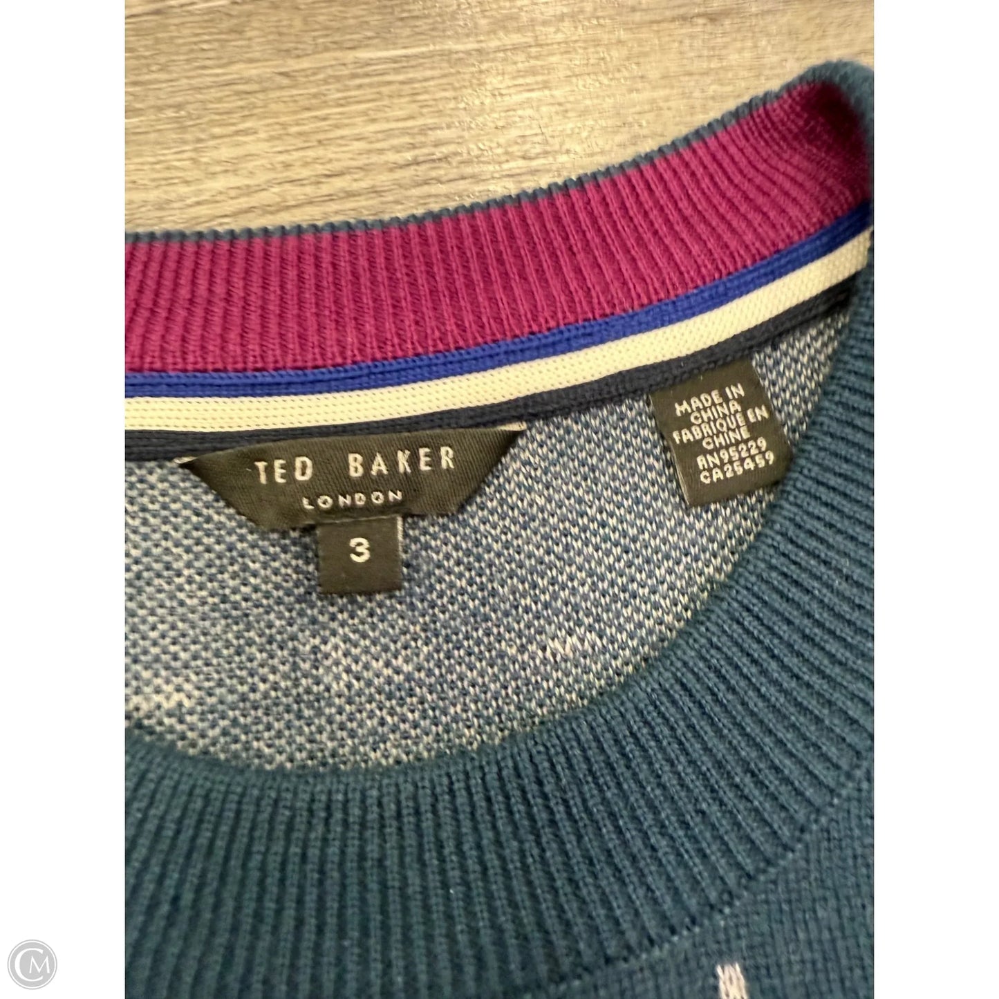 Sweater By Ted Baker In Blue & Cream, Size: L