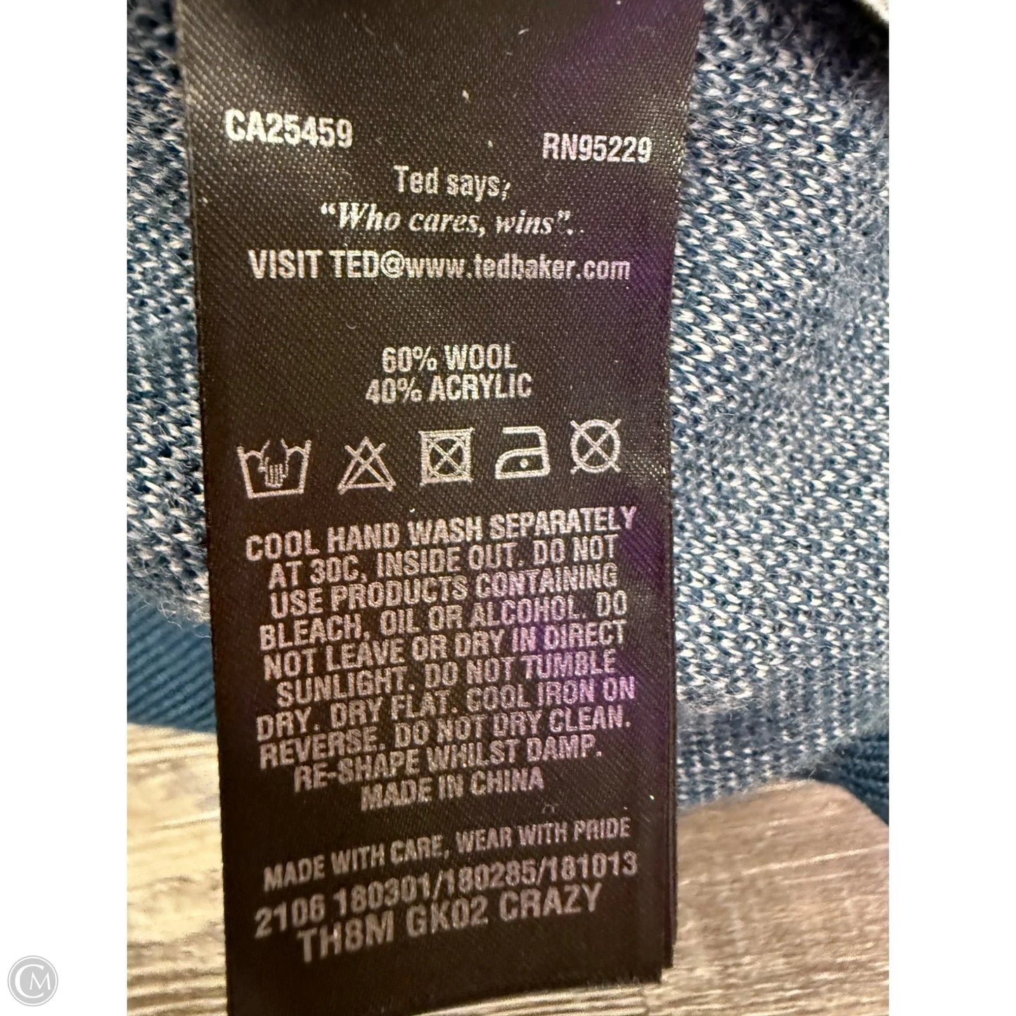 Sweater By Ted Baker In Blue & Cream, Size: L