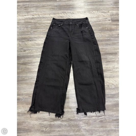 Jeans Wide Leg By American Eagle In Black Denim, Size: 10