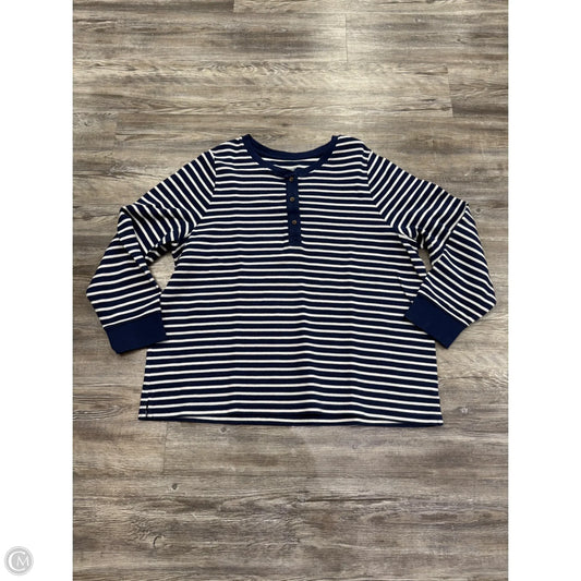 Top Long Sleeve Basic By Lands End In Blue & White, Size: 2x
