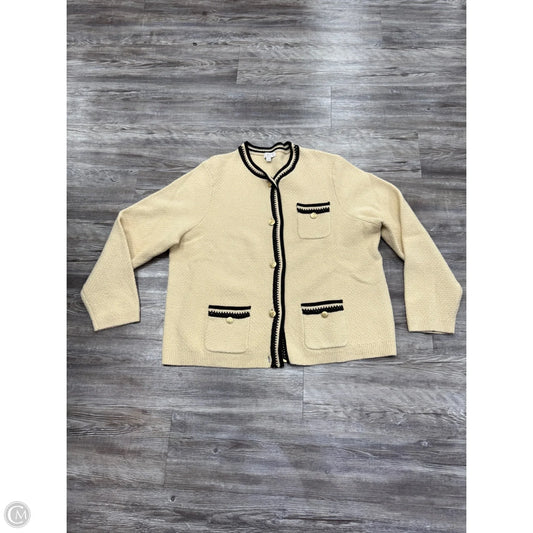 Sweater Cardigan By J. Crew In Black & Tan, Size: 2x