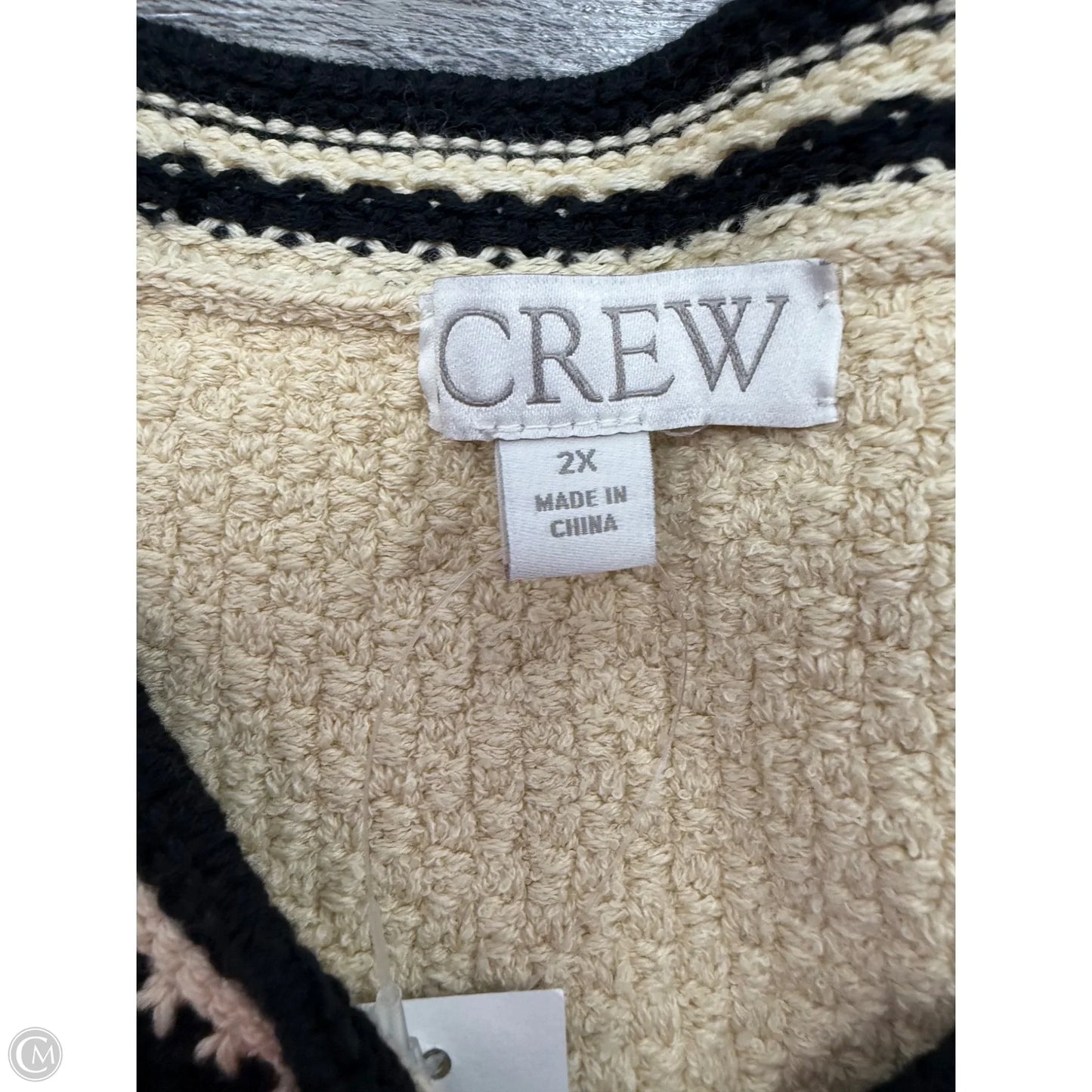 Sweater Cardigan By J. Crew In Black & Tan, Size: 2x