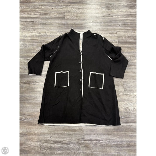 Sweater Cardigan By Nic + Zoe In Black & Cream, Size: 2x
