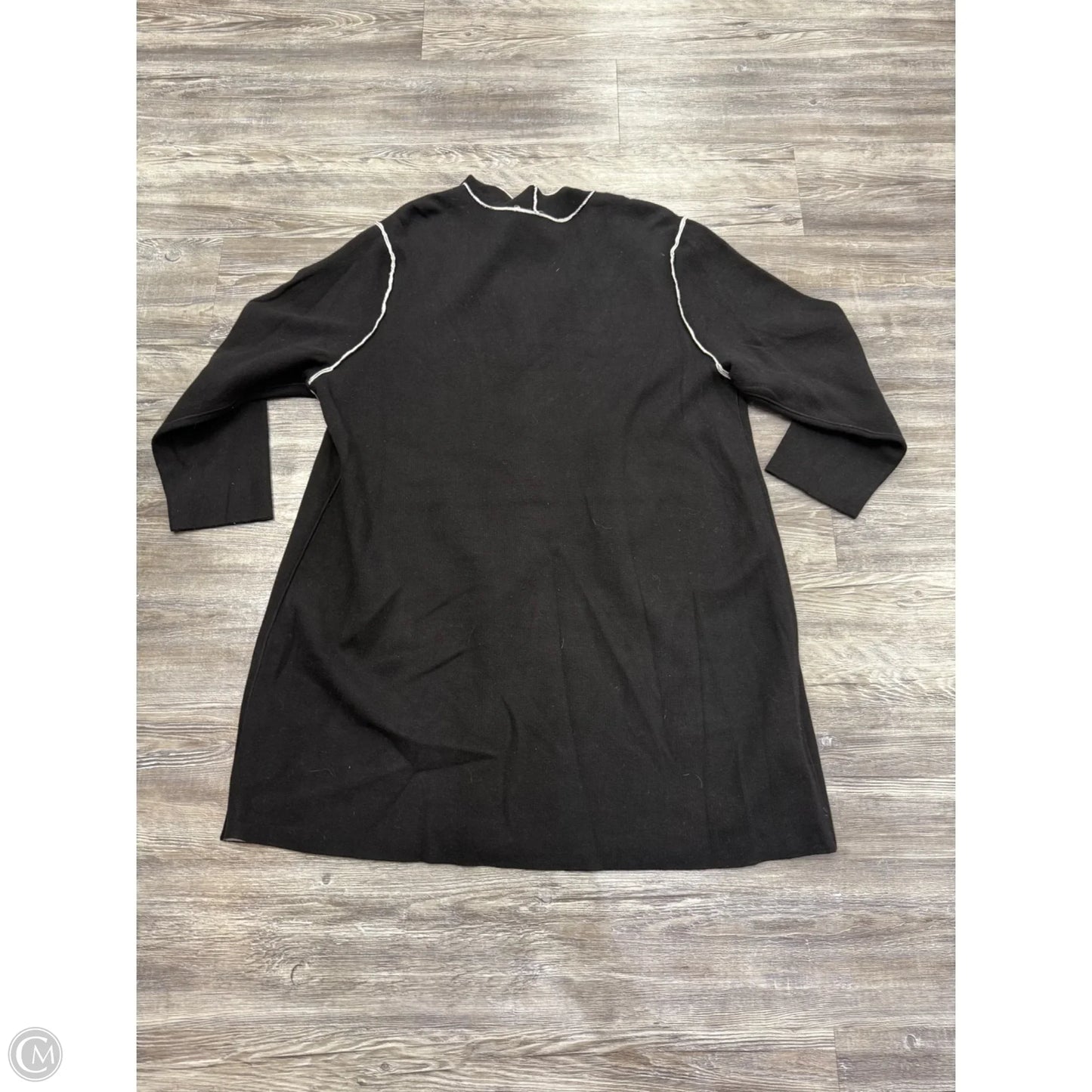 Sweater Cardigan By Nic + Zoe In Black & Cream, Size: 2x