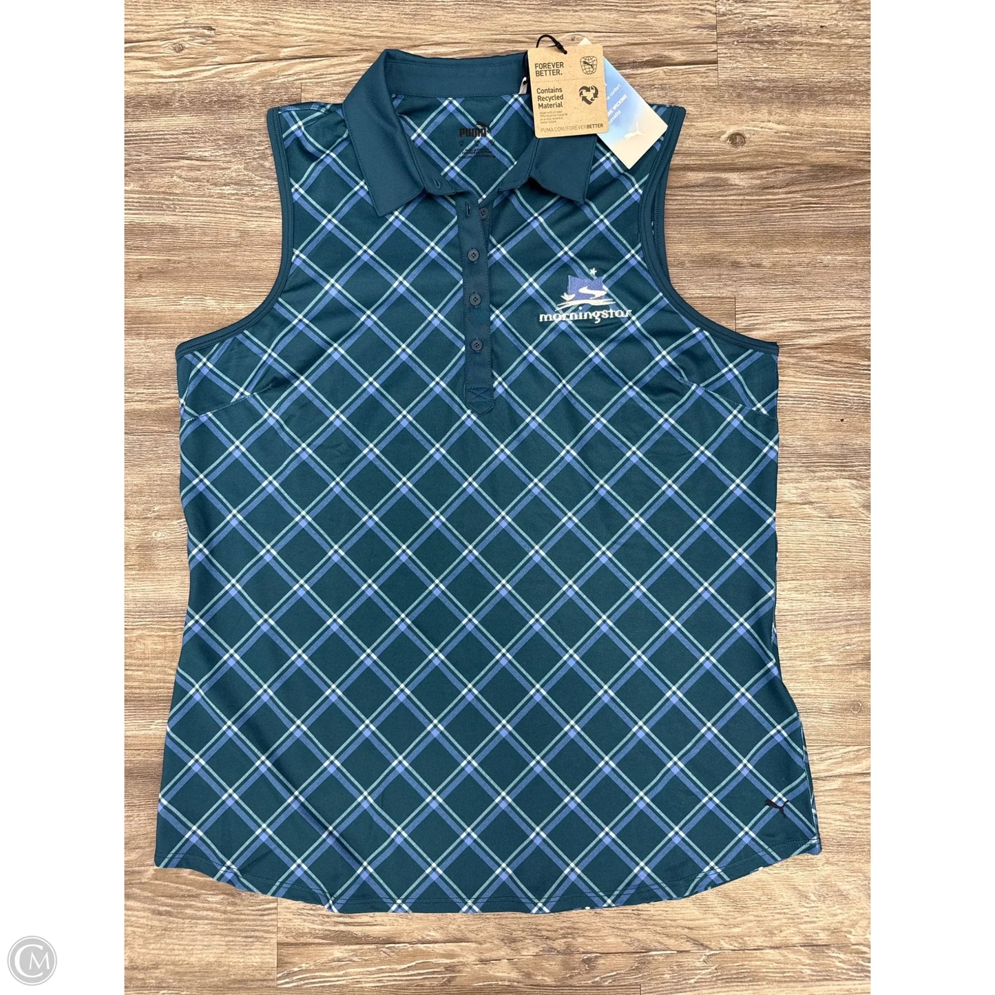Athletic Tank Top By Puma In Blue & Green, Size: M
