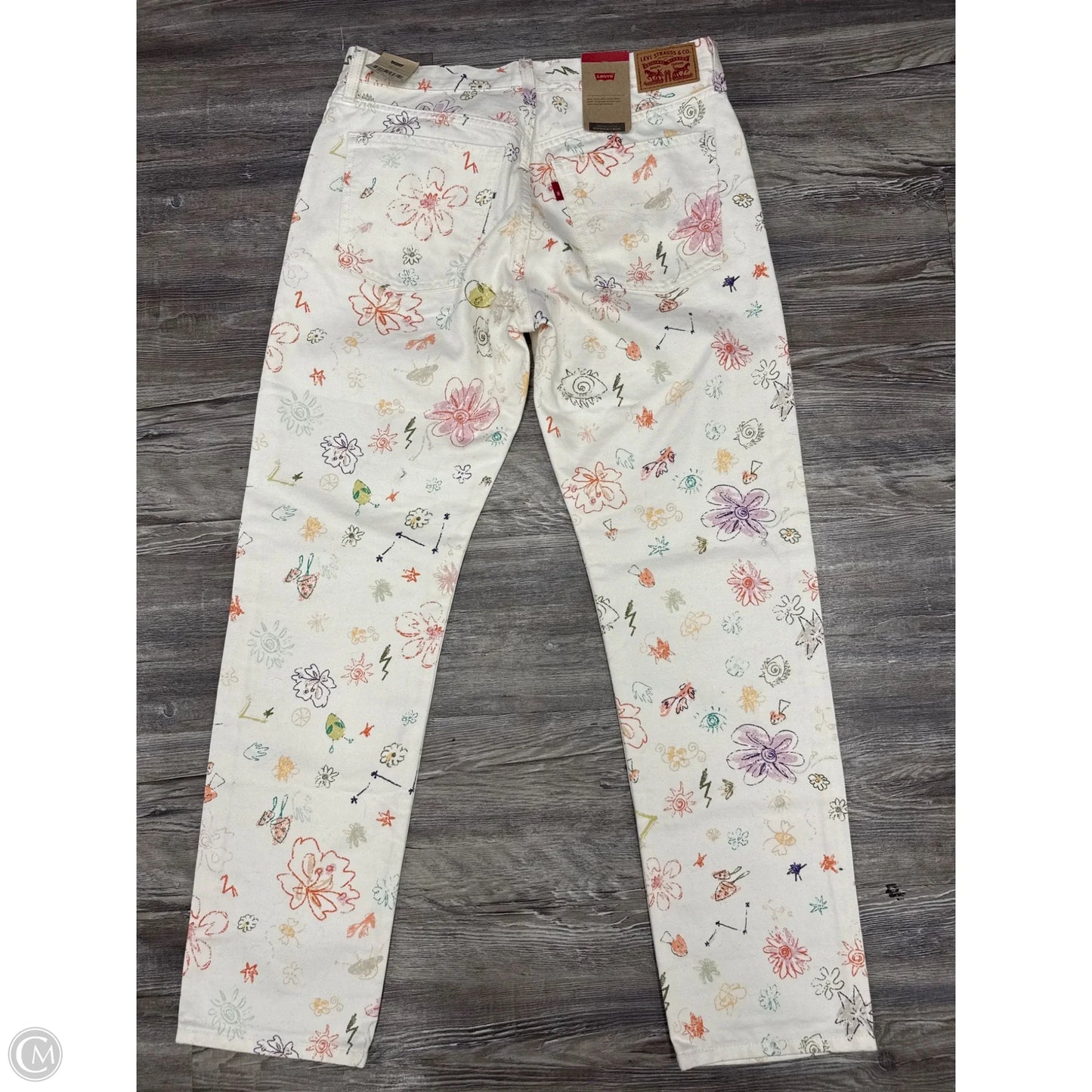 Jeans Straight By Levis In Cream Denim, Size: 8