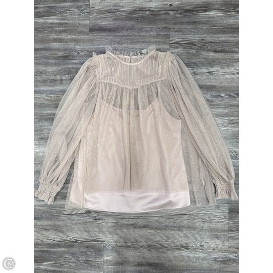 Top Long Sleeve Designer By All Saints In Gold & Pink, Size: L