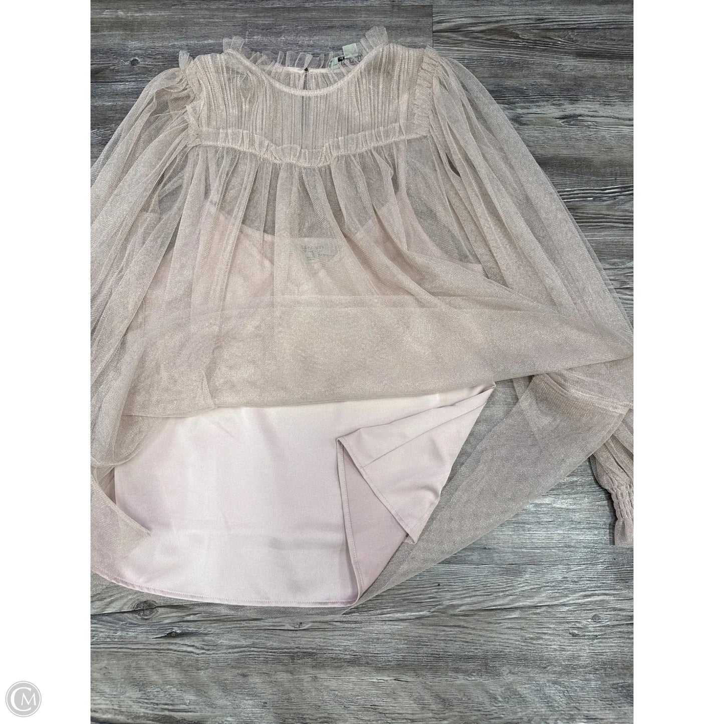 Top Long Sleeve Designer By All Saints In Gold & Pink, Size: L