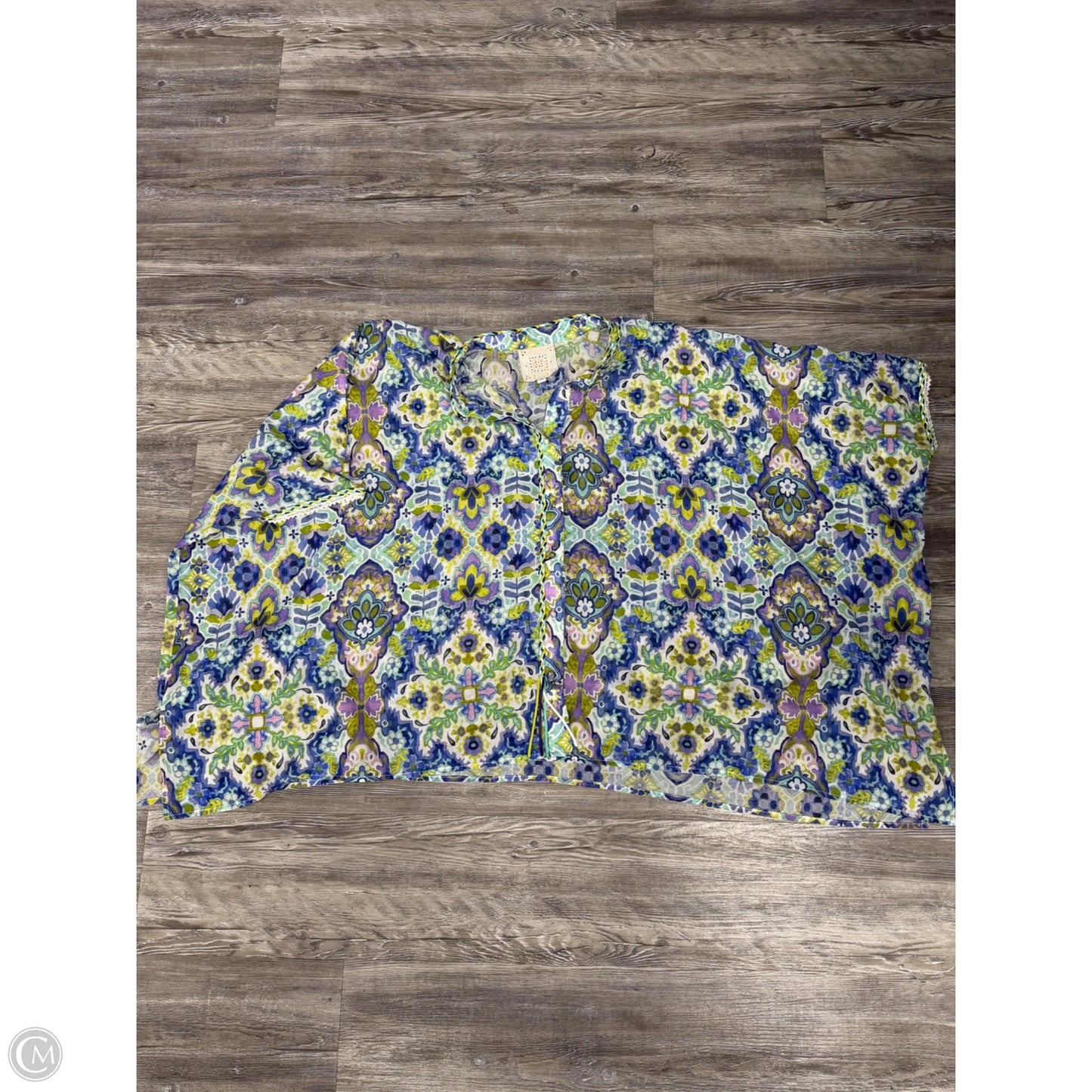 Top Short Sleeve By Johnny Was In Green & Purple, Size: L
