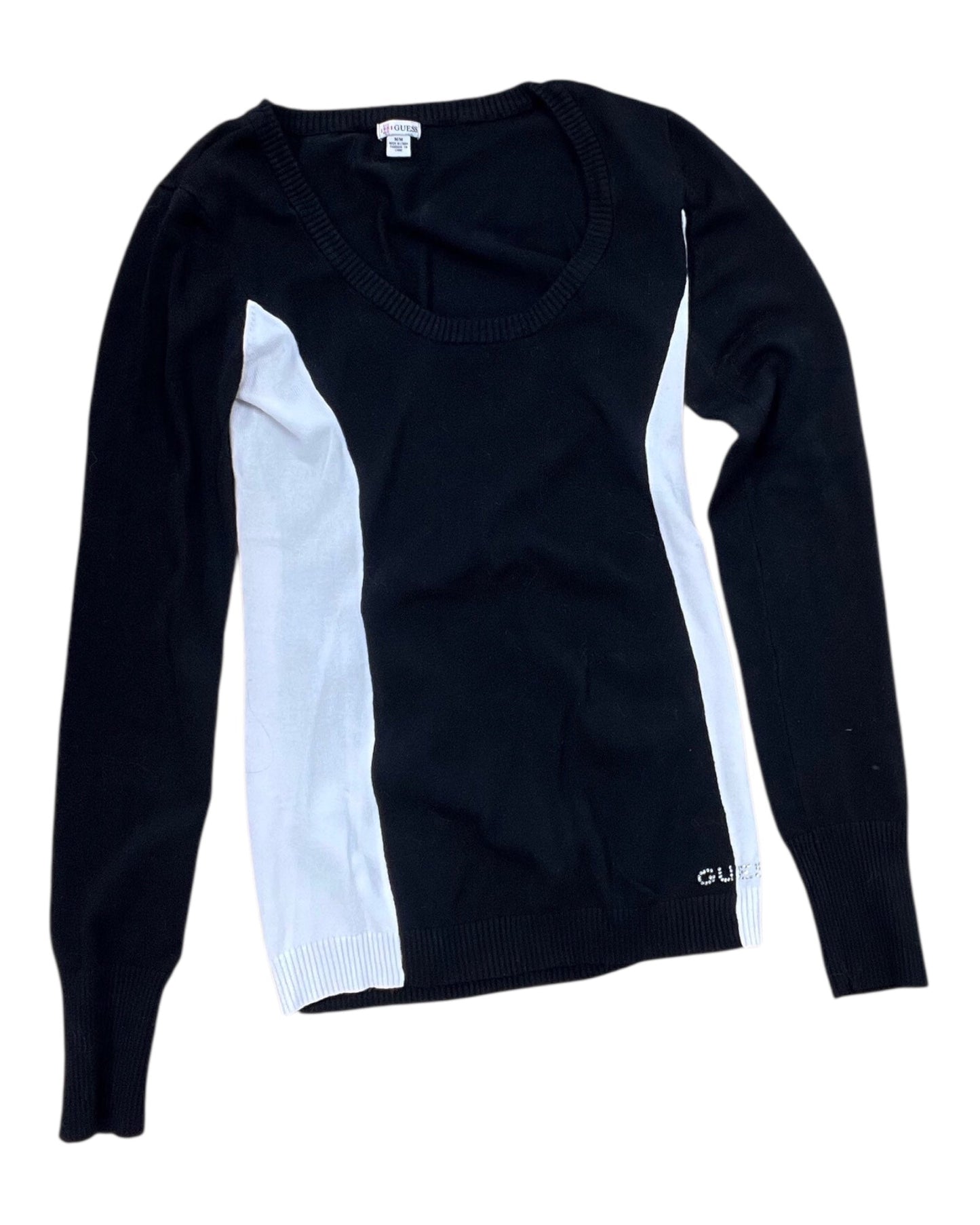 Top Ls By Guess In Black & White, Size:M