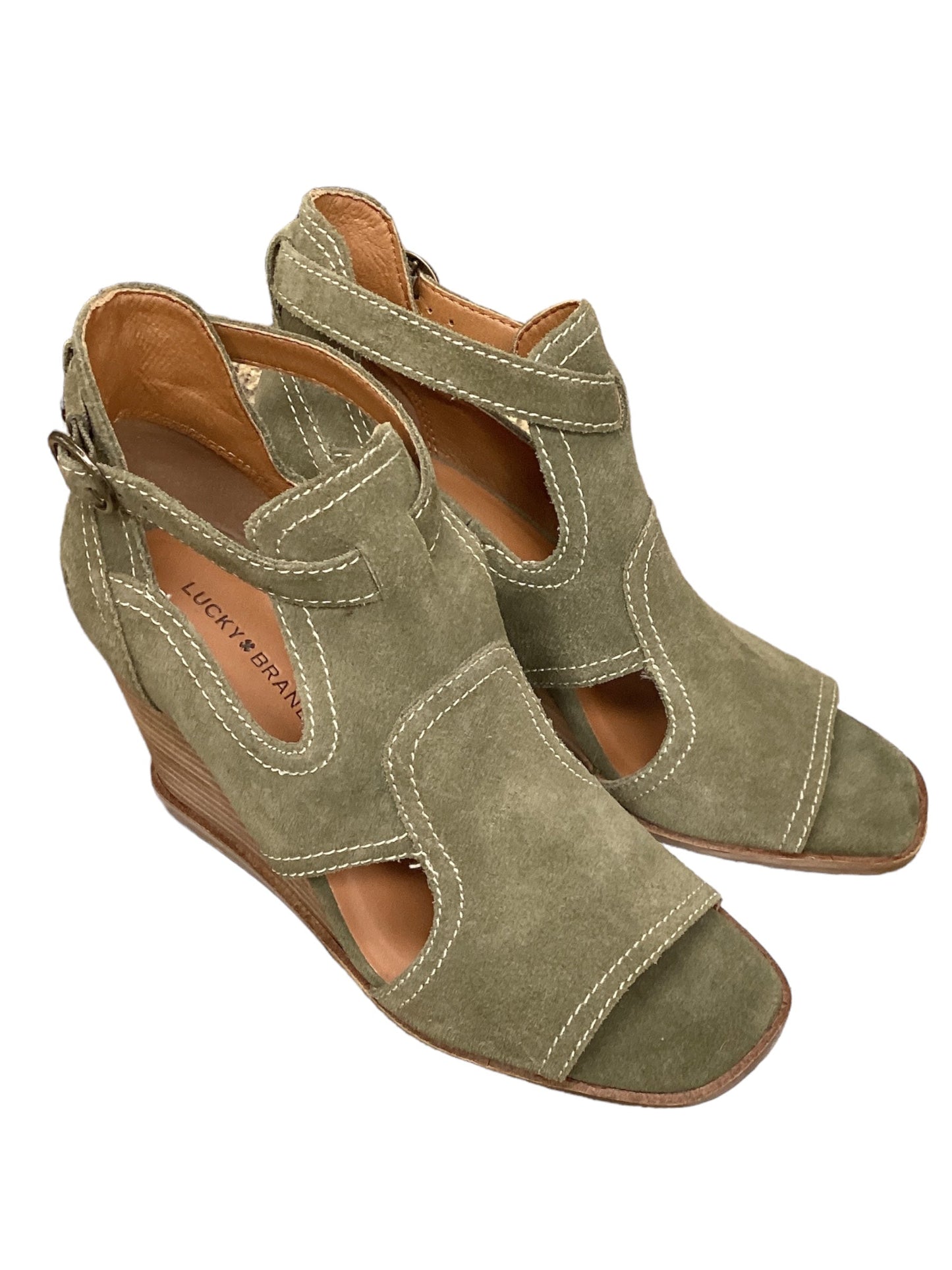 Green Shoes Heels Wedge Lucky Brand, Size 7