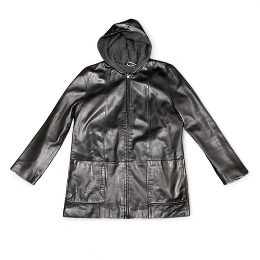 Coat Leather By Clothes Mentor In Black, Size: M