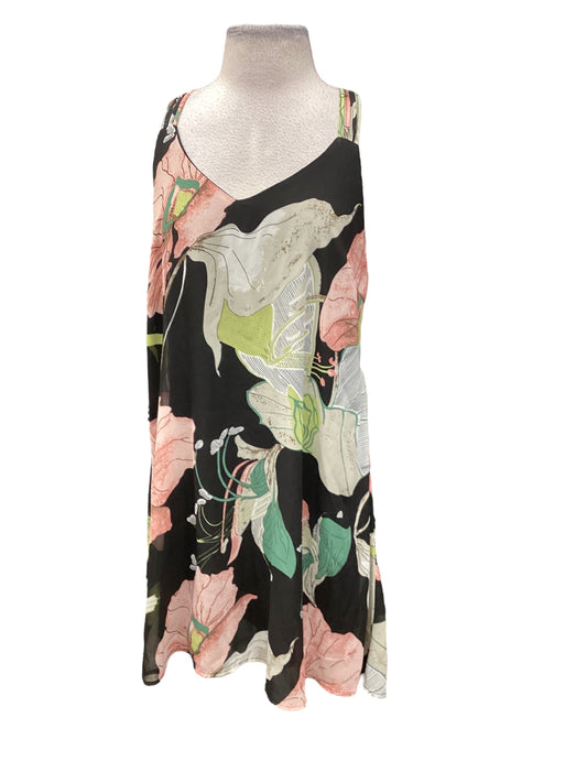 Floral Print Dress Casual Midi Entro, Size M