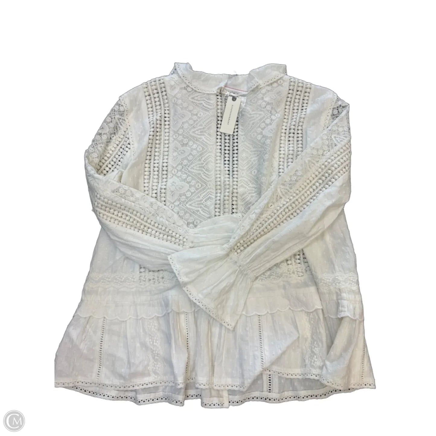 Top Long Sleeve By Anthropologie In White, Size: M