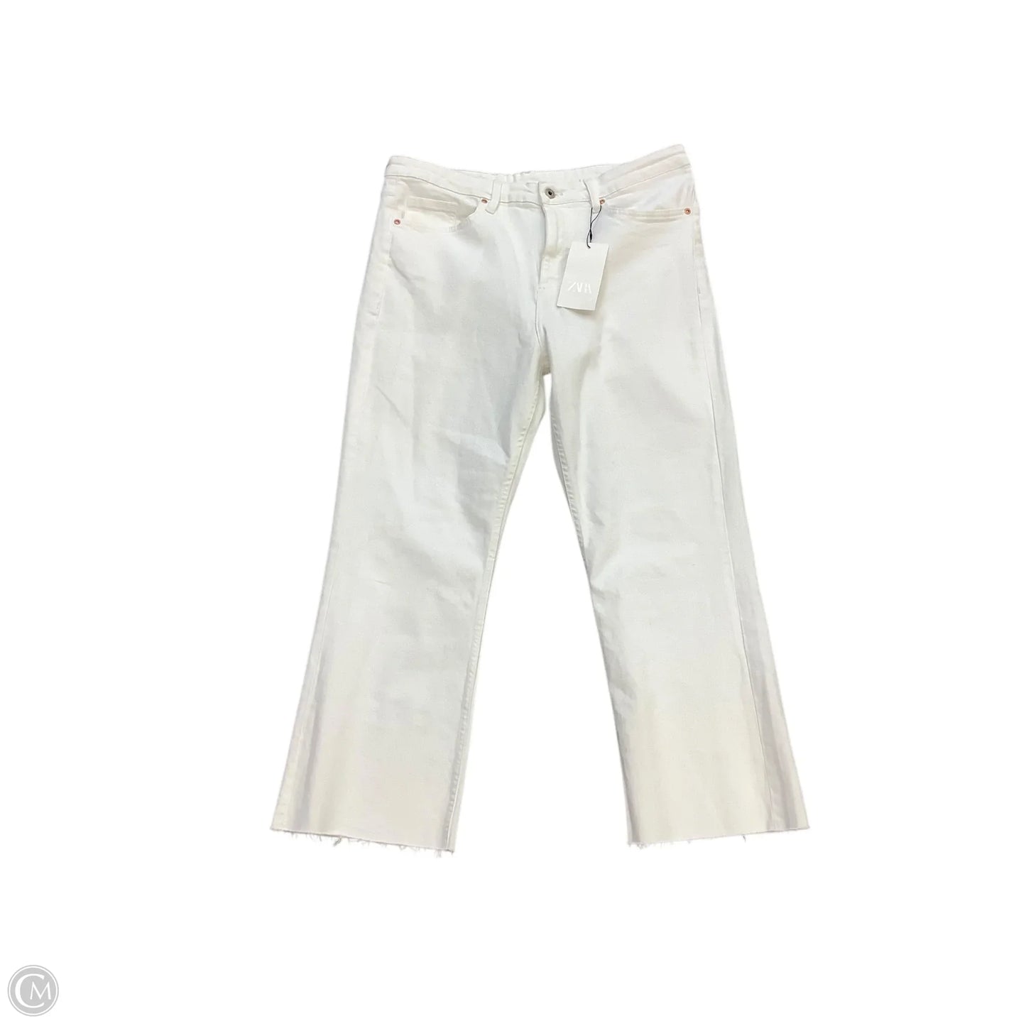 Jeans Cropped By Zara In White, Size: 14