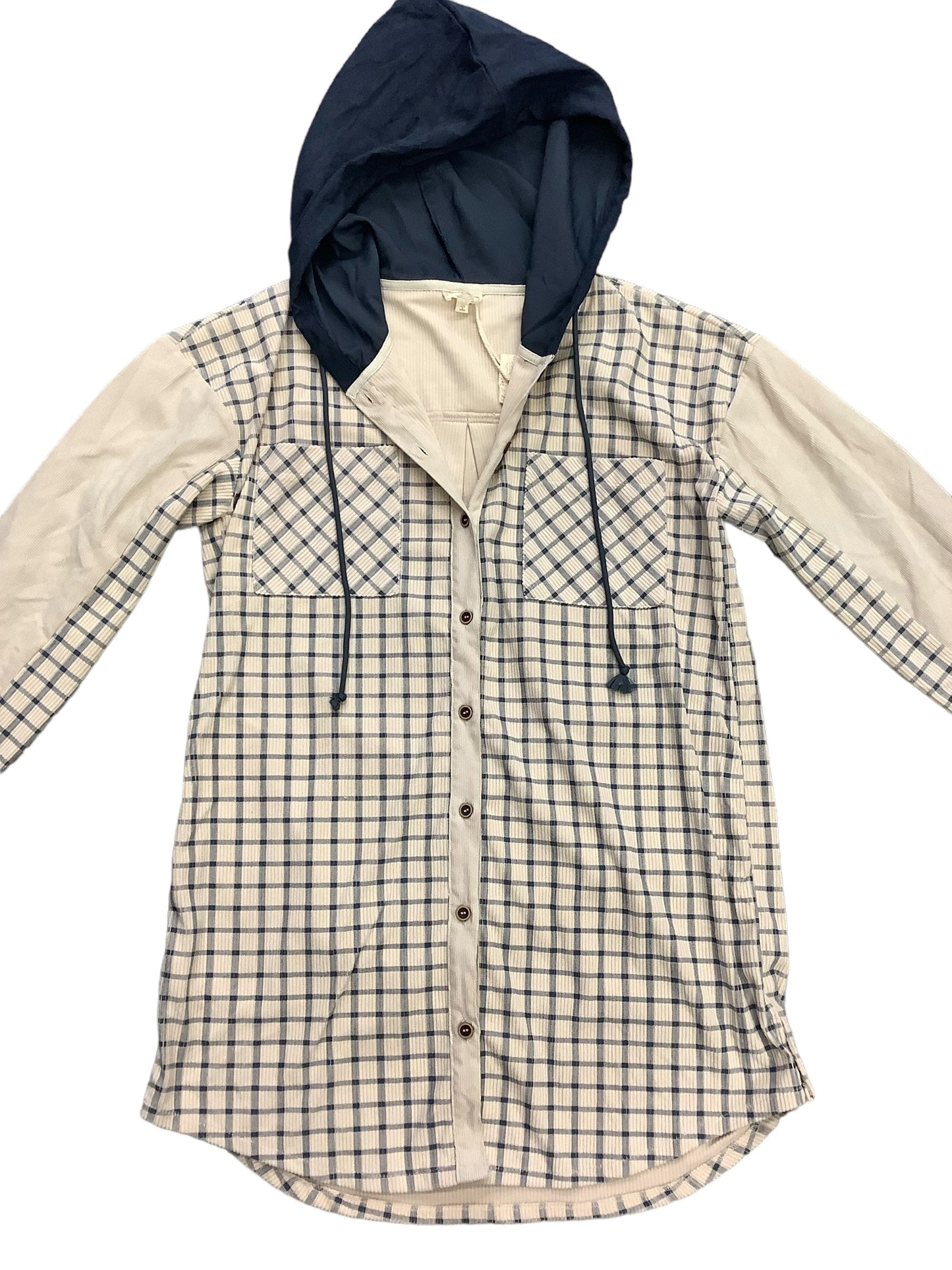 Jacket Shirt By Hem & Thread In Blue, Size: M