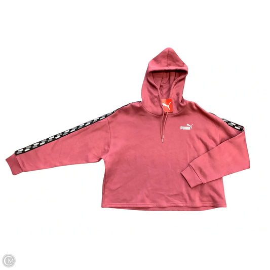 Athletic Sweatshirt Hoodie By Puma In Pink, Size: L
