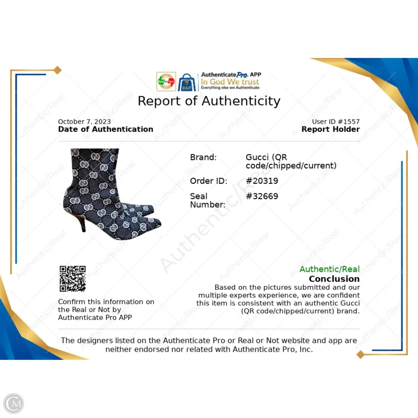 Boots Luxury Designer By Gucci In Black & White, Size: 9(39)