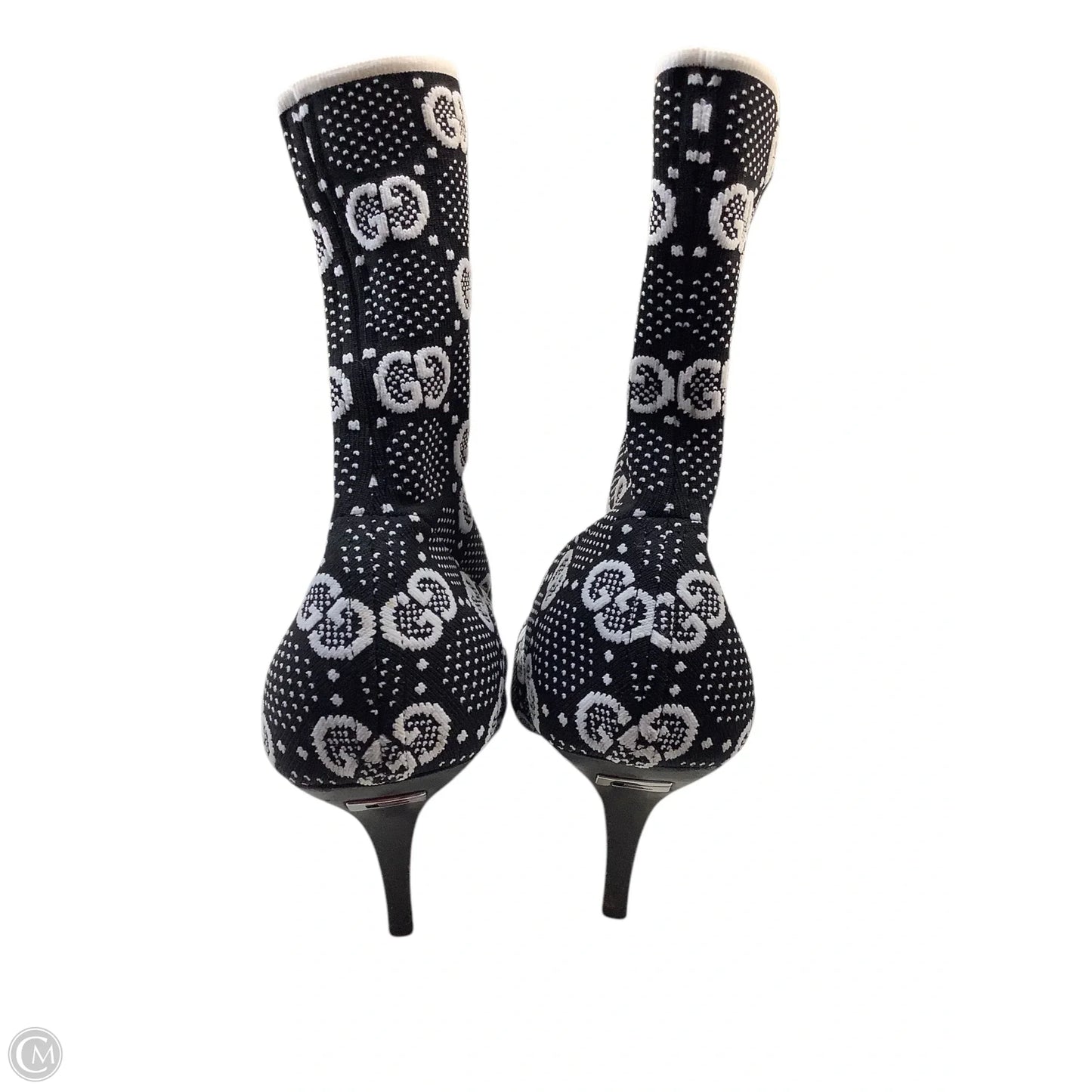 Boots Luxury Designer By Gucci In Black & White, Size: 9(39)